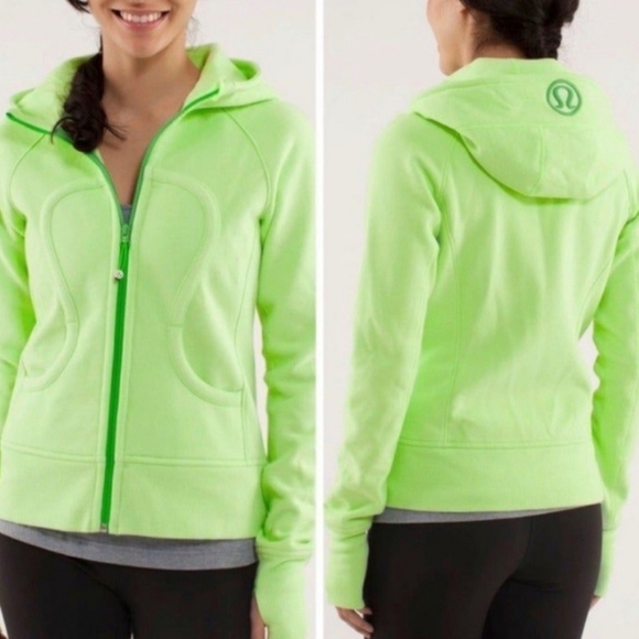 lululemon athletica Jackets & Blazers - Lululemon Scuba Stretch Hoodie Lime/Green Pockets Full Zipper size 4